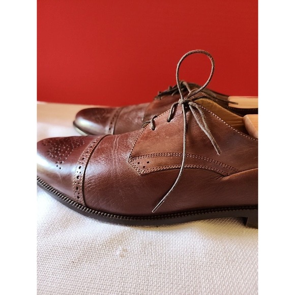 Johnston & Murphy Leather Shoe Cellini Brown Size 10.5 M Conard Cap Toe Wing Tip main image 14